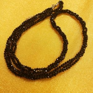 Black spinel rhodium over sterling silver bead nec
